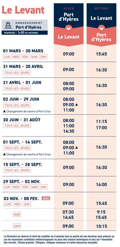 Horaires de la TLV (Hyères)
