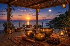 Voyage Sonore en fond de Pleine Lune et coucher de soleil