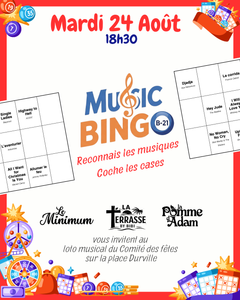 Bingo Musical : Reconnais les chansons, coche les cases